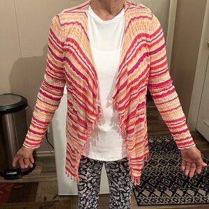 CHICOS Striped Multicolor Womens Cardigan Sweater